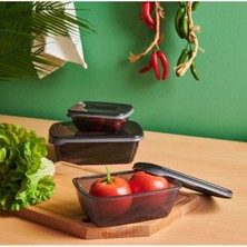 3'lü Saklama Kabı Seti, Antrasit, Sağlıklı ve Dayanıklı, Pratik Kullanım