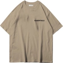 Büyük Beden Essentials Küçük Baskılı Pamuk Oversize Bisiklet Yaka T-Shirt