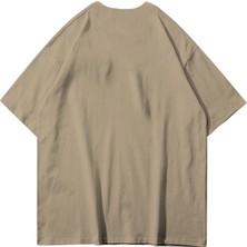 Büyük Beden Essentials Küçük Baskılı Pamuk Oversize Bisiklet Yaka T-Shirt