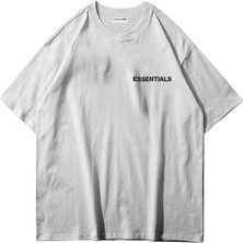 Büyük Beden Essentials Küçük Baskılı Pamuk Oversize Bisiklet Yaka T-Shirt