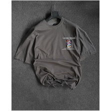 Büyük Beden Creative Thinking Ön Arka Baskılı Oversize Bisiklet Yaka T-Shirt