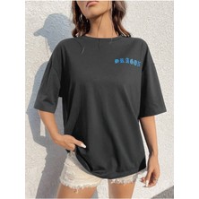 Büyük Beden Renkli Dragon Ön ve Arka Baskılı Oversize Bisiklet Yaka Yazlık Pamuk T-Shirt