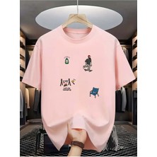 Unisex Büyük Beden Minimal Baskılı Oversize  %100 Pamuk T-Shirt