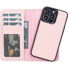 Mulvxurg  URG02 Apple Iphone 13 Pro Uyumlu Deri Cüzdanlı Kılıf Nu2 Pembe (Mulvix)