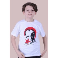 Kids Atatürk ve Türk Bayrağı Baskılı Çocuk T-Shirt