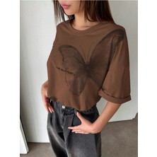 Büyük Beden Unisex The Butterfly Baskılı Oversize %100 Pamuk T-Shirt