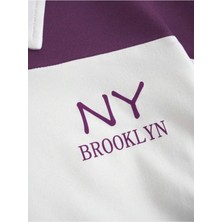 Büyük Beden Unisex Ny Brooklyn Parçalı Baskılı Kısa Kol %100 Pamuk T-Shirt