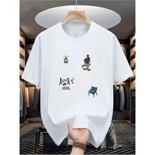 Unisex Büyük Beden Minimal Baskılı Oversize  %100 Pamuk T-Shirt