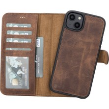 Mulvxurg  URG02 Apple Iphone 14 Plus Uyumlu Deri Cüzdanlı Kılıf Mwwn G2 Kahve (Mulvix)