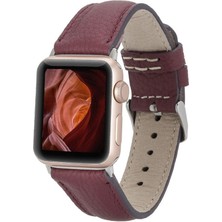 Mulvxurg  URG02 Apple Watch Uyumlu Deri Kordon 42-44-45MM Fl6 Bordo (Mulvix)