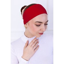 Kaymaz Bandana Kırmızı Kaymayan Silikonlu Sportif Saç Bandı - Geçme Tesettür Bone