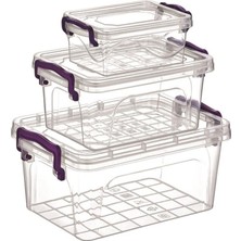 Renkli 3'lü Mini Dikdörtgen Saklama Kabı Seti, Pratik ve Şık Mutfak Gereci