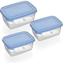 3'lü Dikdörtgen Saklama Kabı Seti, Mavi, 300 Ml, Pratik ve Şık Mutfak Gereci