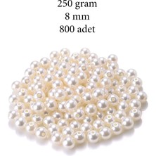 Kapamarka  250 Gram 8mm Krem Renk Plastik Inci Boncuk Çanta ve Takı Yapım Boncuğu (~800 Adet)