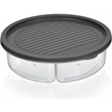 3 Bölmeli Yuvarlak Saklama Kabı, 1200 Ml, Bpa Free, Gri, Kahvaltılık ve Çerezlik