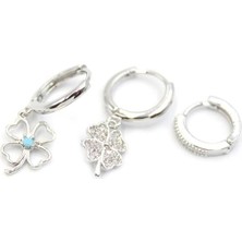 3'lü Yonca Küpe - Gümüş