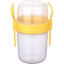 Çift Hazneli Portatif Müsli ve Atıştırmalık Kabı 500 ml Sarı