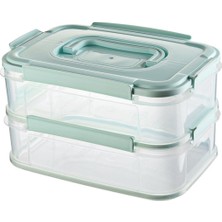 Çift Katlı Sızdırmaz Contalı Kilitli Saklama Kabı - Yeşil