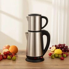 Elektrikli Metal Çay Makinesi, 1.8l Alt, 0.8l Üst, 1650W, Gri Renk