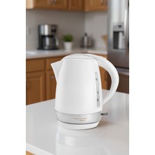 Beyaz Solid Su Isıtıcı Kettle, Pratik ve Şık Tasarım