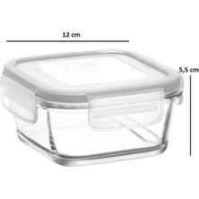 Cam Kapaklı Kare Saklama Kabı, 375 Cc, Şeffaf ve Şık Tasarım