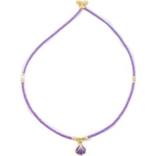 Incili Deniz Kabuğu Kolye - Mor