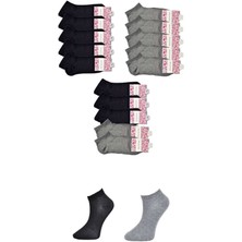 Kapamarka Siyah Ve Gri Kadın Bilek Çorap 15 Çift