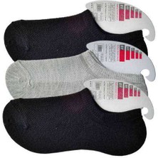 Kapamarka Siyah Ve Gri Kadın Görünmez Çorap 3 Çift