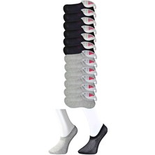 Kapamarka Siyah Ve Gri Kadın Görünmez Çorap 12 Çift