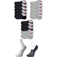 Kapamarka Siyah Ve Gri Kadın Görünmez Çorap 15 Çift