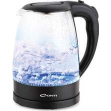 Şeffaf Cam 1500W Su Isıtıcı Kettle Siyah Renk