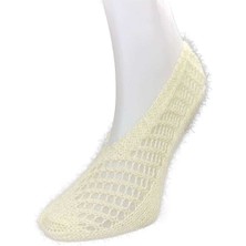 El Örgüsü Kışlık Şık Kadın Yün Patik Krem