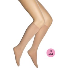 12 Adet Mikro 40 Dizaltı Kadın Çorap Ten 57