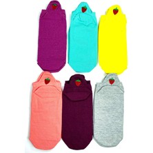 Kapamarka 6 Çift Çilek Nakış Baskılı Pamuklu Yumuşak Kadın Bilek Çorap