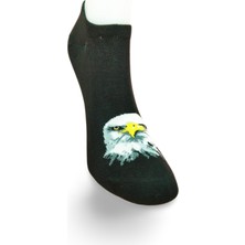 Kapamarka Siyah Beyaz Kartal Desenli Sportif Unisex Kısa Bilek Çorap Yazlık 1 Çift