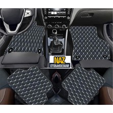 Jaguar Xf 2008 - 2015  Uyumlu Beyaz Dikişli Siyah Deri Paspas