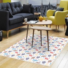 Dekoreko Kaymaz Dijital Mutfak & Salon Halı Saray Deri Çocuk AL5006 Beyaz