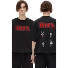 Fuddy Moda Kiss Grup Sırt Baskılı T-Shirt, Unisex Rock Metal Temalı Tişört