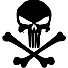 Punisher Kemikler Oto Sticker Siyah 30 x 33 cm