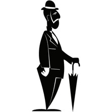 Bastonlu Ihtiyar Oto Motor Laptop Duvar Folyo Sticker 15X36 cm MISS-774