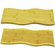 Dalgalı Çift Taraf Tasarımlı Ahşap Sunum Tepsisi