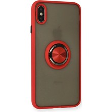 iPhone x Kılıf Montreal Yüzüklü Silikon Kapak - Kırmızı
