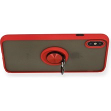 iPhone x Kılıf Montreal Yüzüklü Silikon Kapak - Kırmızı