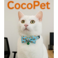 Papyonlu Kedi Boyun Tasması Turkuaz Kalpli Fiyonk Kedi Tasması