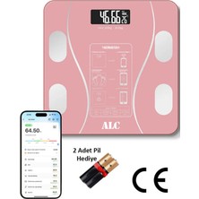 Pembe Dijital Vücut Kilo ve Yağ Ölçüm Tartısı Sağlıklı Beden Takibi