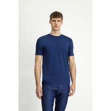 Kiğılı Bisiklet Yaka Slim Fit Yumuşak Dokulu Pamuklu Likralı Esnek Tişört