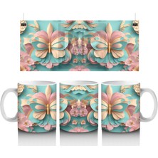 Pastel Tonlarda Dönüşümlü Kelebekler – Baskılı Kahve Kupası