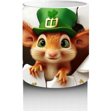 St. Patrick’s Temalı Sevimli Fare Karakteri - Baskılı Kahve Kupası