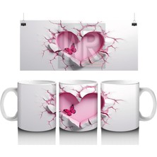 Kalpli Oyuk Zeminde Sevimli Kelebek Figürü - Baskılı Kahve Kupası