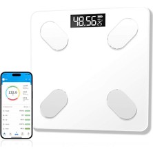 Akıllı Dijital Vücut Analizli Çok Fonksiyonlu Tartı, Beyaz Renk